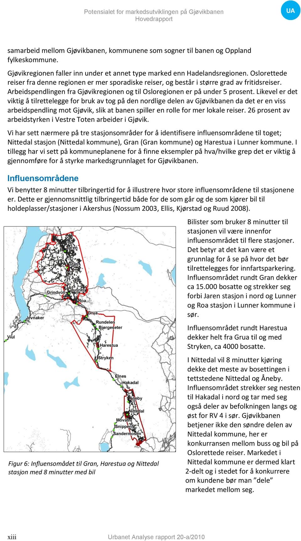 Likevel er det viktig å tilrettelegge for bruk av tog på den nordlige delen av Gjøvikbanen da det er en viss arbeidspendling mot Gjøvik, slik at banen spiller en rolle for mer lokale reiser.