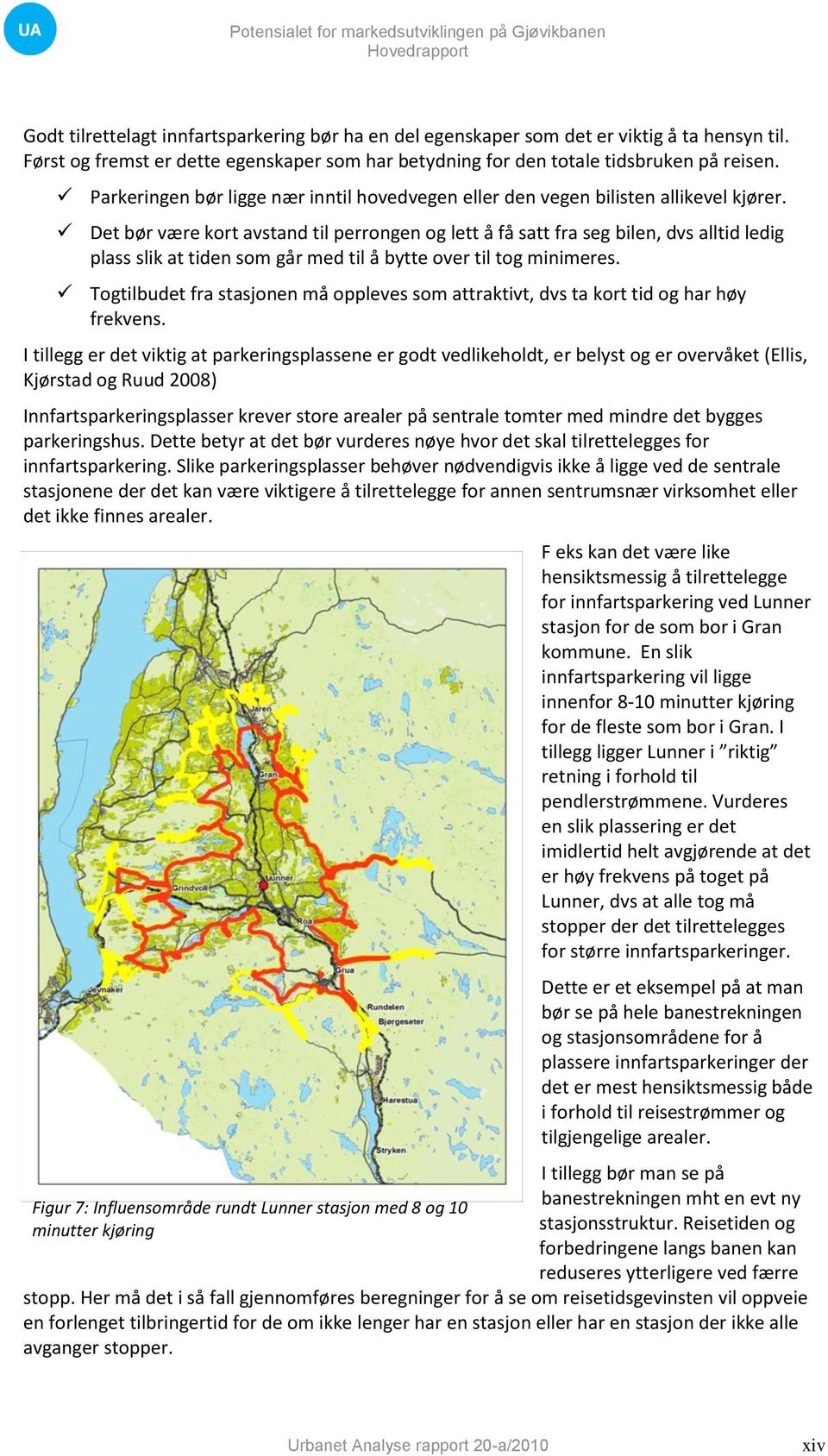 Det bør være kort avstand til perrongen og lett å få satt fra seg bilen, dvs alltid ledig plass slik at tiden som går med til å bytte over til tog minimeres.