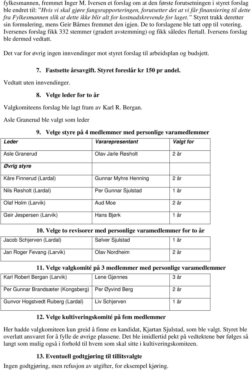 dette ikke blir alt for kostnadskrevende for laget. Styret trakk deretter sin formulering, mens Geir Bårnes fremmet den igjen. De to forslagene ble tatt opp til votering.