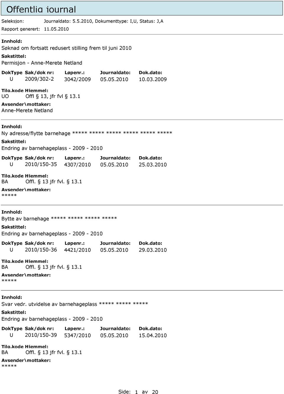 3042/2009 Offl 13, jfr fvl 13.1 Anne-Merete Netland 10.03.