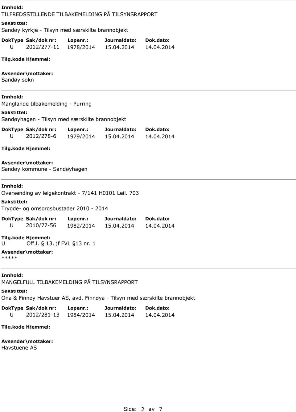 leigekontrakt - 7/141 H0101 Leil. 703 Trygde- og omsorgsbustader 2010-2014 2010/77-56 1982/2014 Off.l. 13, jf FVL 13 nr.