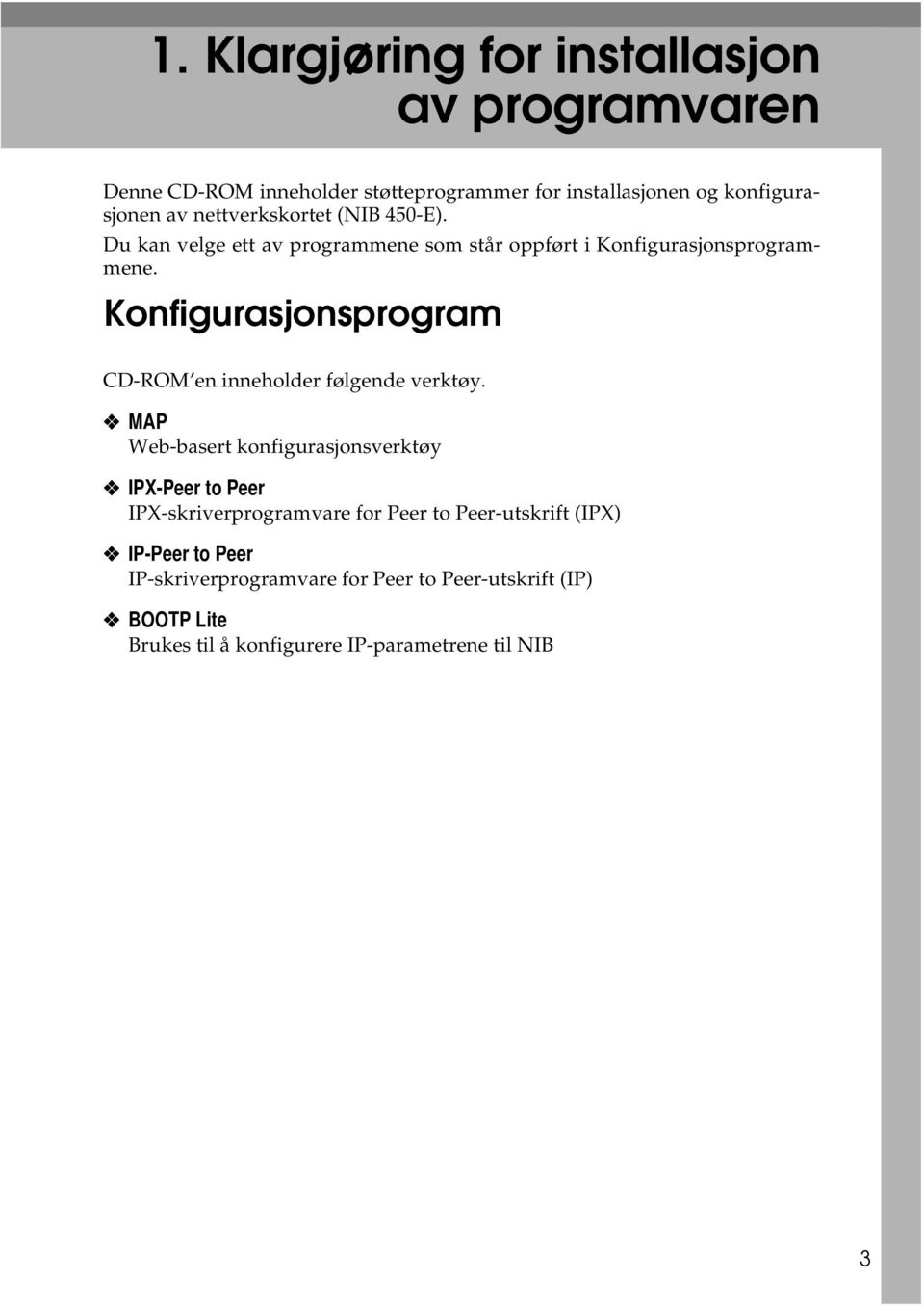 Konfigurasjonsprogram CD-ROM en inneholder følgende verktøy.