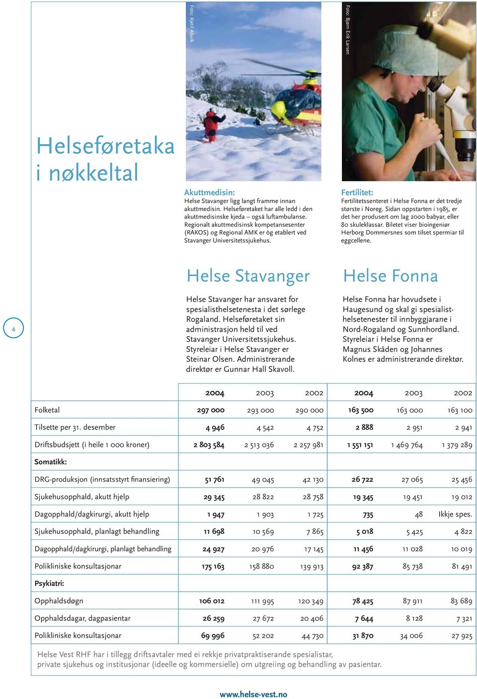 Helse Stavanger Fertilitet: Fertilitetssenteret i Helse Fonna er det tredje største i Noreg. Sidan oppstarten i 1985, er det her produsert om lag 2000 babyar, eller 80 skuleklassar.