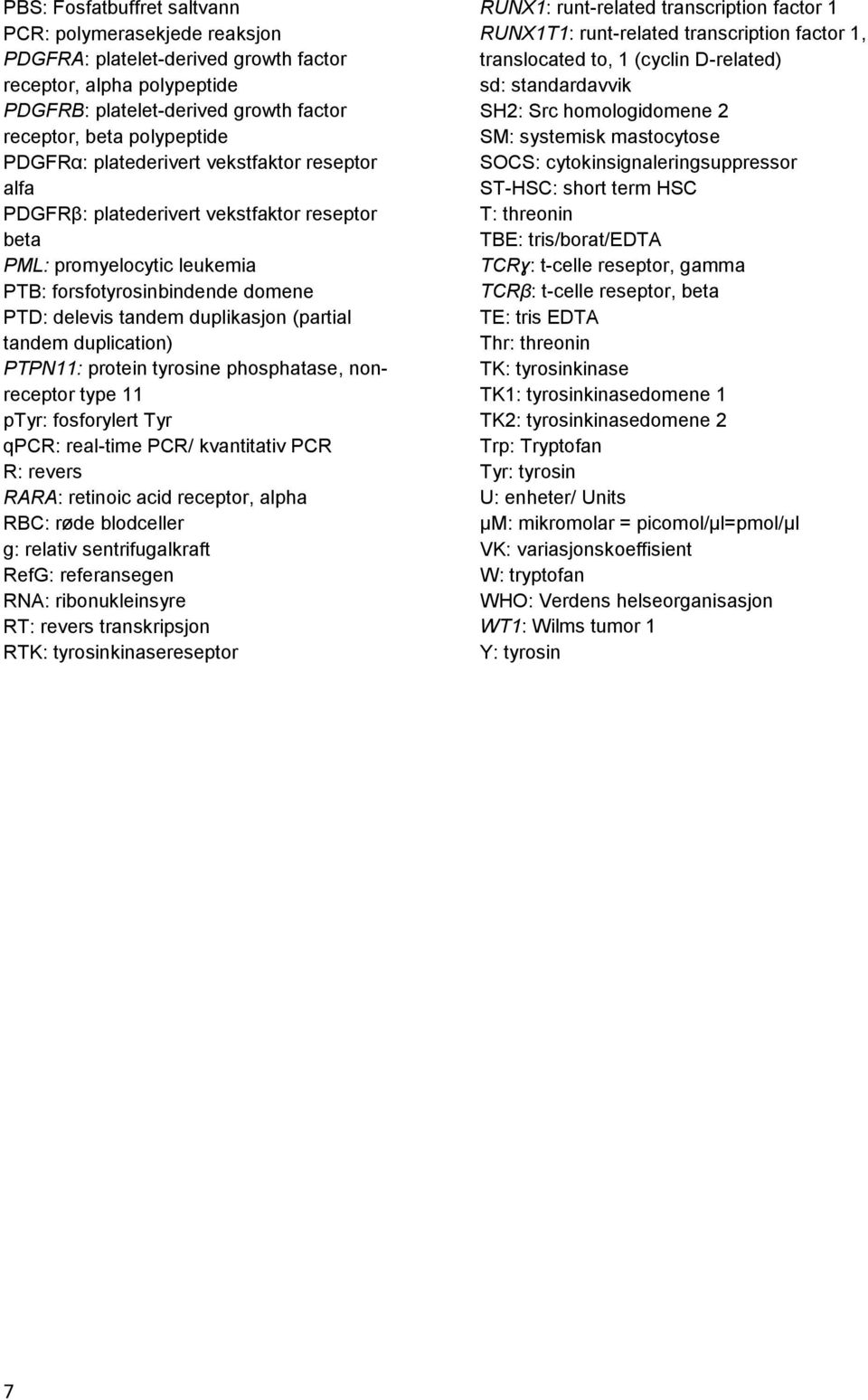 duplication) PTPN11: protein tyrosine phosphatase, nonreceptor type 11 ptyr: fosforylert Tyr qpcr: real-time PCR/ kvantitativ PCR R: revers RARA: retinoic acid receptor, alpha RBC: røde blodceller g: