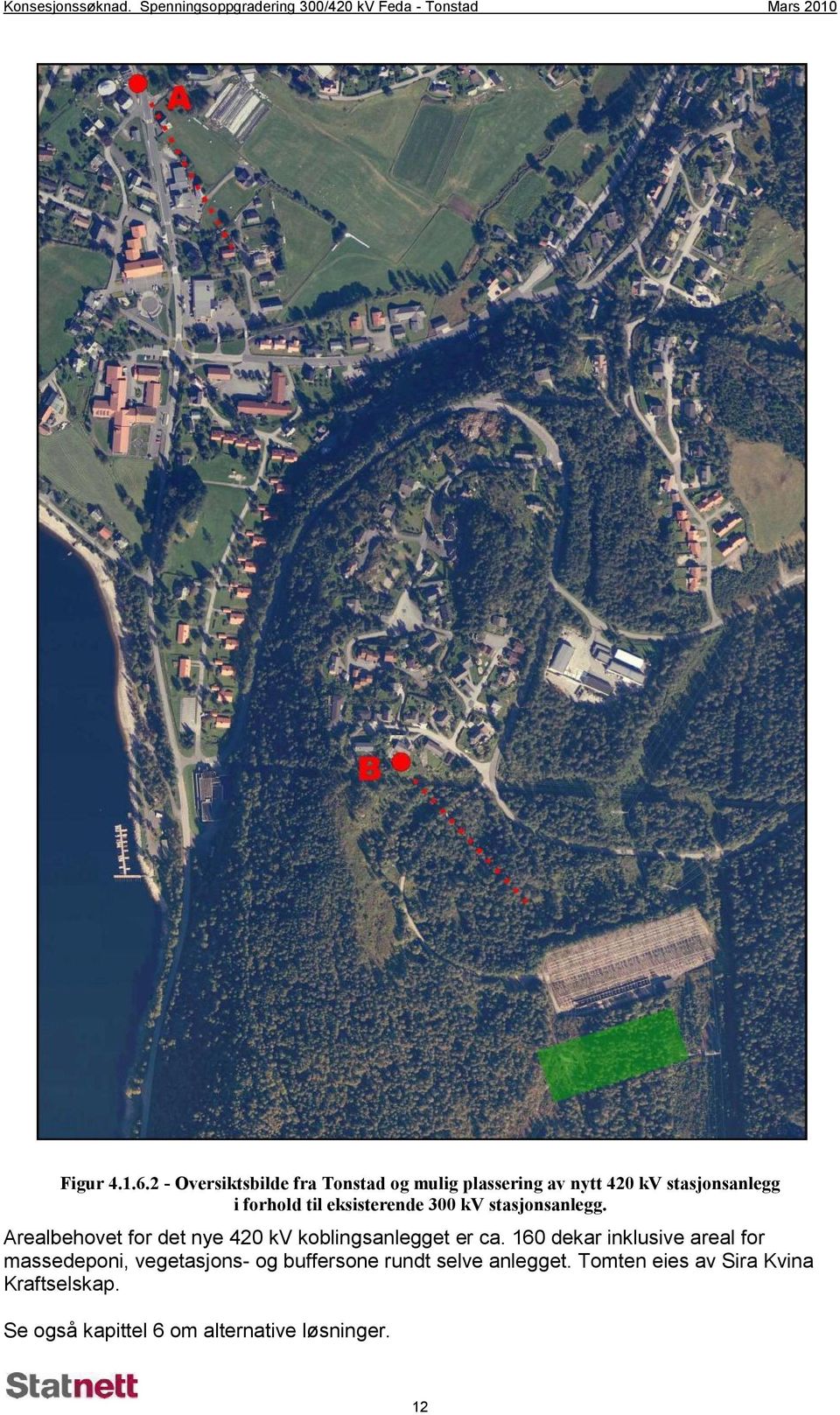 kv stasjonsanlegg. Arealbehovet for det nye 420 kv koblingsanlegget er ca.