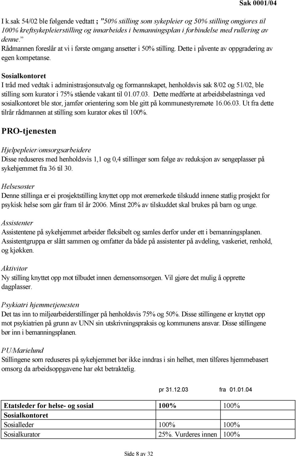 Rådmannen foreslår at vi i første omgang ansetter i 50% stilling. Dette i påvente av oppgradering av egen kompetanse.