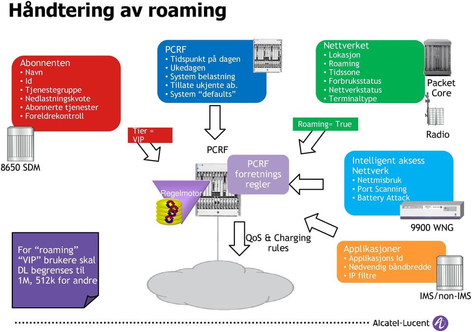 System defaults Regelmotor forretnings regler Nettverket Lokasjon Roaming Tidssone Forbruksstatus Nettverkstatus Terminaltype Roaming= True