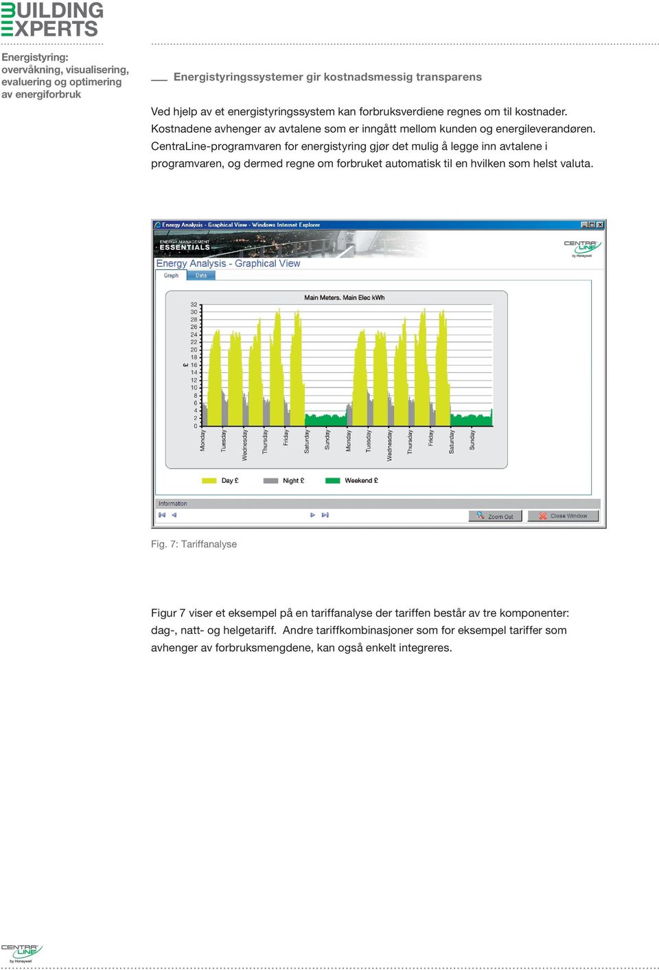 CentraLine-programvaren for energistyring gjør det mulig å legge inn avtalene i programvaren, og dermed regne om forbruket automatisk til en hvilken som helst