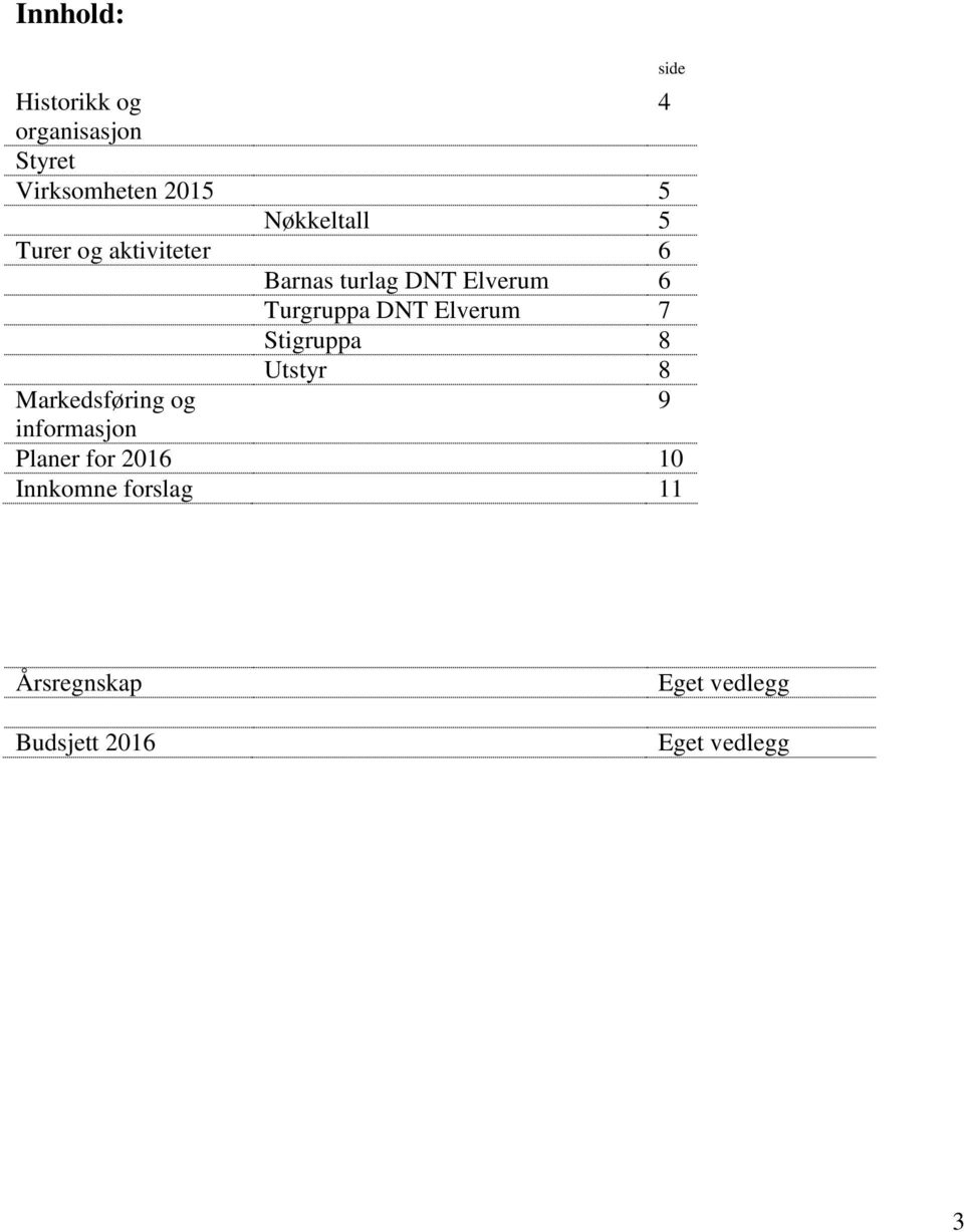 7 Stigruppa 8 Utstyr 8 Markedsføring og 9 informasjon Planer for 2016 10