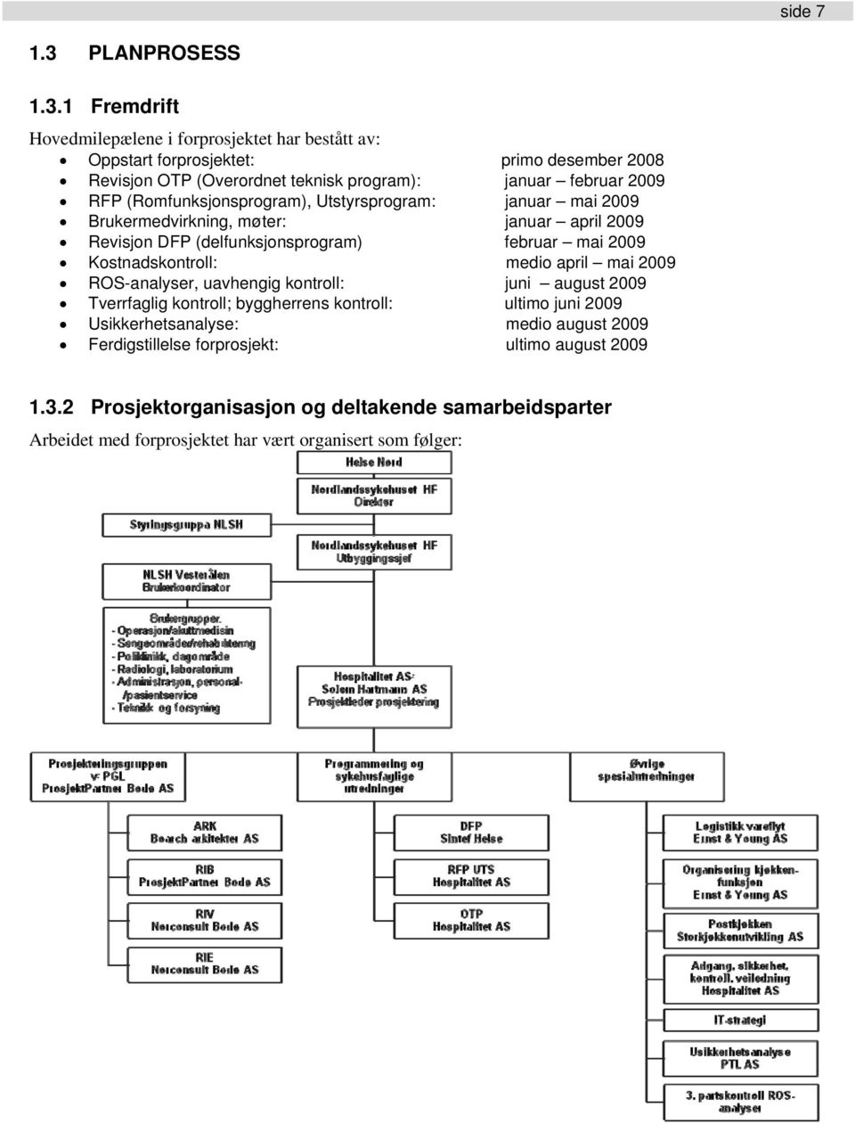 1 Fremdrift Hovedmilepælene i forprosjektet har bestått av: Oppstart forprosjektet: primo desember 2008 Revisjon OTP (Overordnet teknisk program): januar februar 2009 RFP