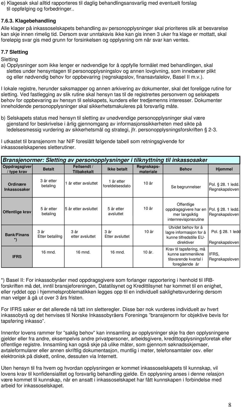 Dersom svar unntaksvis ikke kan gis innen 3 uker fra klage er mottatt, skal foreløpig svar gis med grunn for forsinkelsen og opplysning om når svar kan ventes. 7.