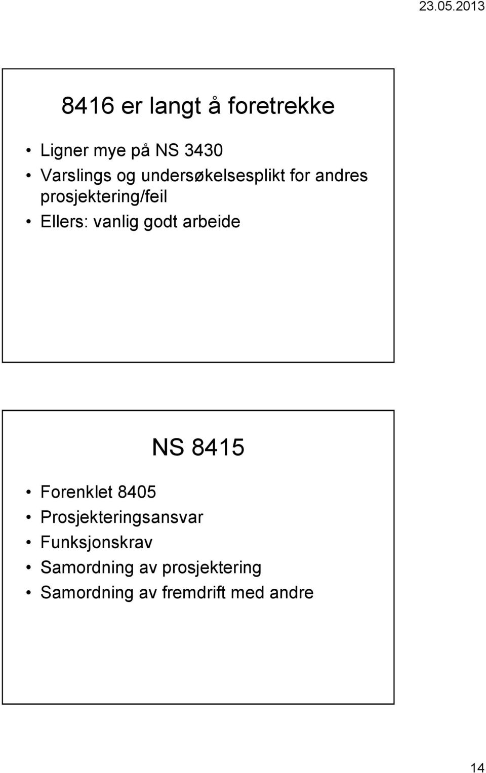 godt arbeide NS 8415 Forenklet 8405 Prosjekteringsansvar