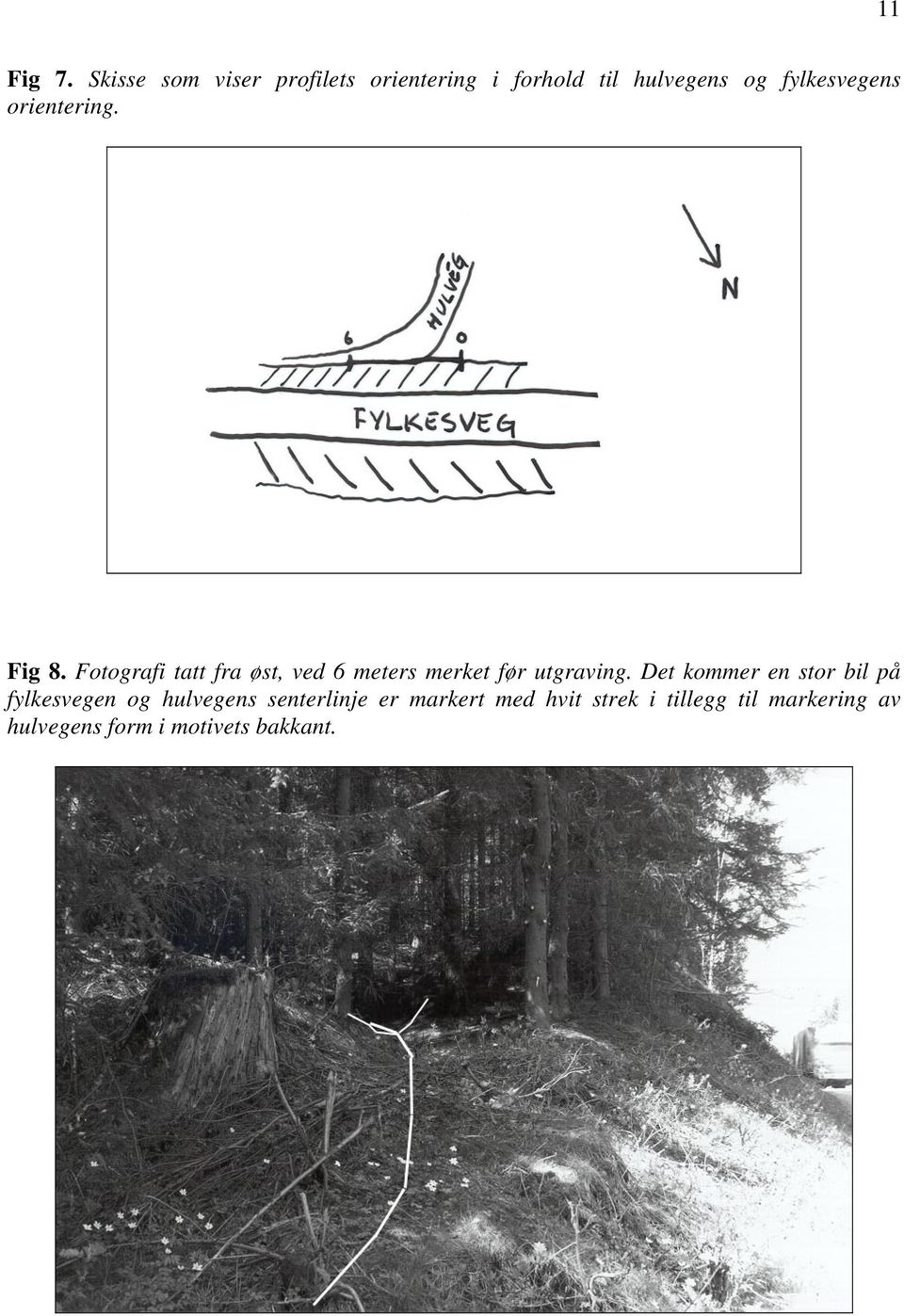 orientering. Fig 8. Fotografi tatt fra øst, ved 6 meters merket før utgraving.