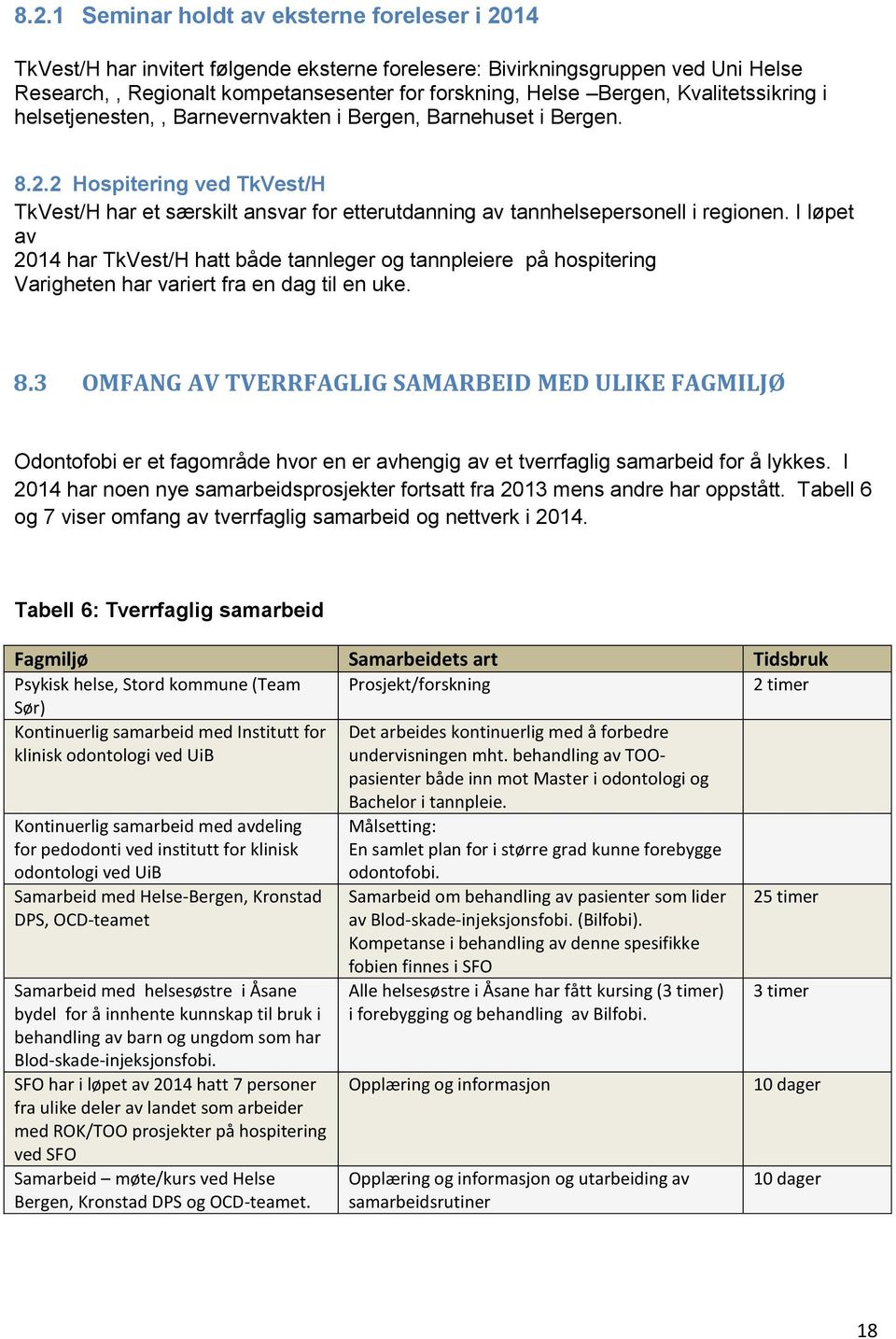 2 Hospitering ved TkVest/H TkVest/H har et særskilt ansvar for etterutdanning av tannhelsepersonell i regionen.