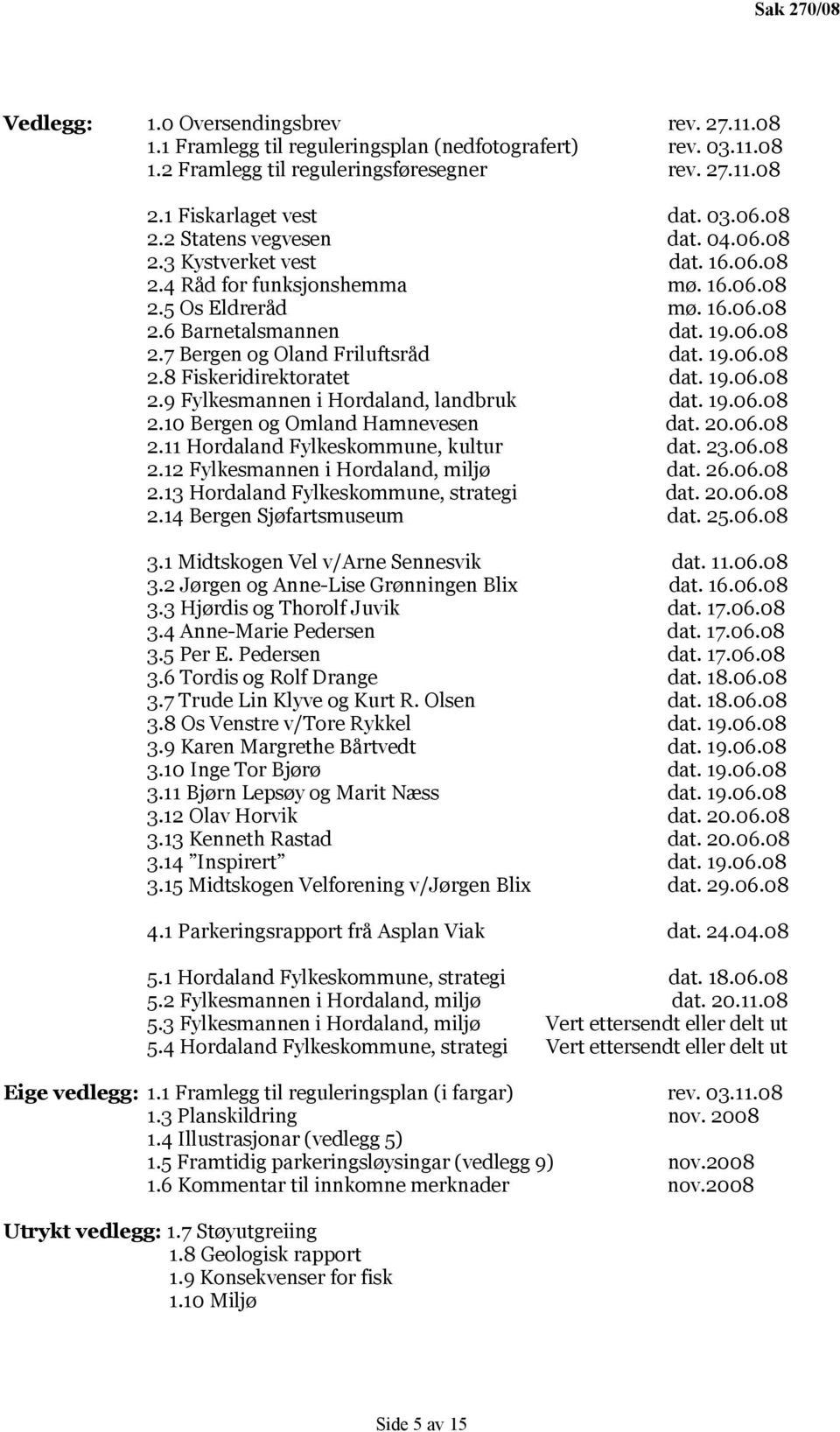 19.06.08 2.9 Fylkesmannen i Hordaland, landbruk dat. 19.06.08 2.10 Bergen og Omland Hamnevesen dat. 20.06.08 2.11 Hordaland Fylkeskommune, kultur dat. 23.06.08 2.12 Fylkesmannen i Hordaland, miljø dat.