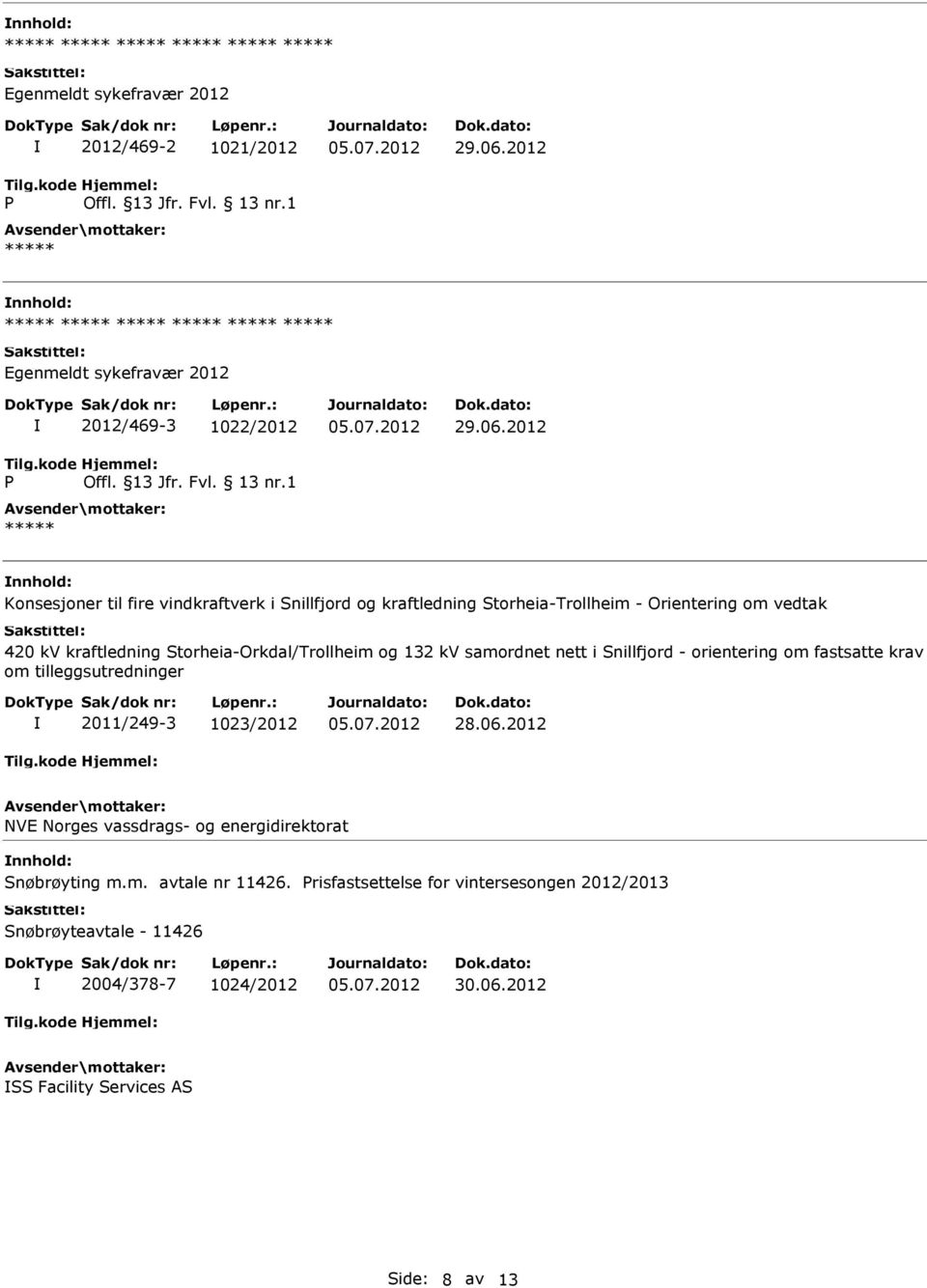 Storheia-Orkdal/Trollheim og 132 kv samordnet nett i Snillfjord - orientering om fastsatte krav om tilleggsutredninger 2011/249-3 1023/2012 28.06.