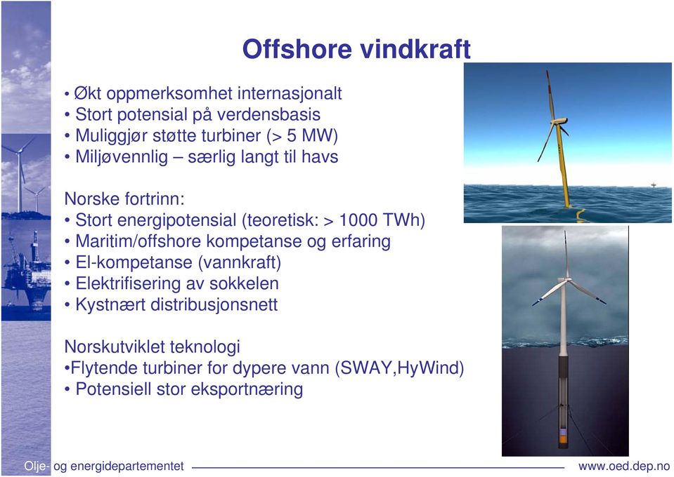 1000 TWh) Maritim/offshore kompetanse og erfaring El-kompetanse (vannkraft) Elektrifisering av sokkelen