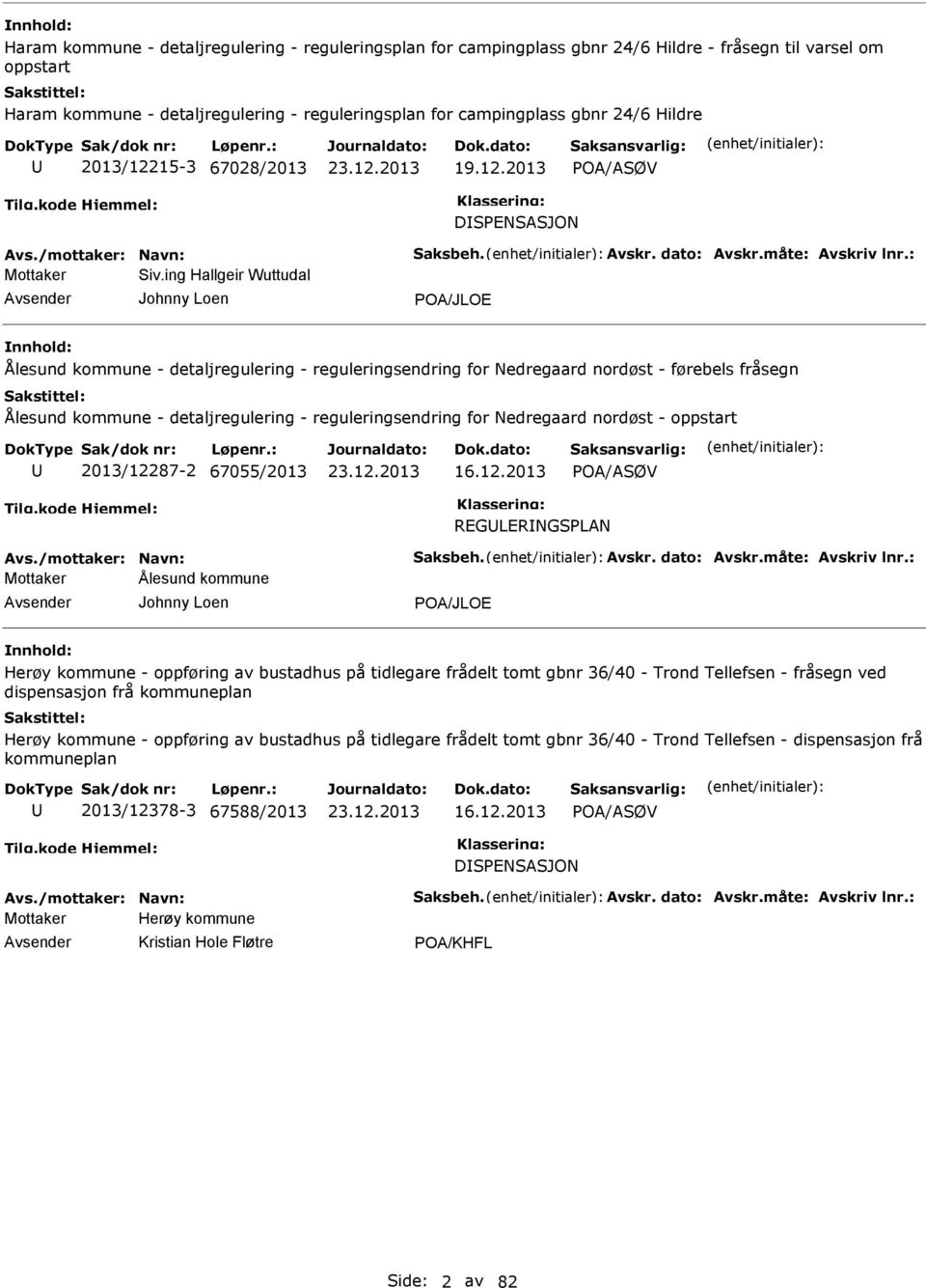 ing Hallgeir Wuttudal Johnny Loen POA/JLOE Ålesund kommune - detaljregulering - reguleringsendring for Nedregaard nordøst - førebels fråsegn Ålesund kommune - detaljregulering - reguleringsendring