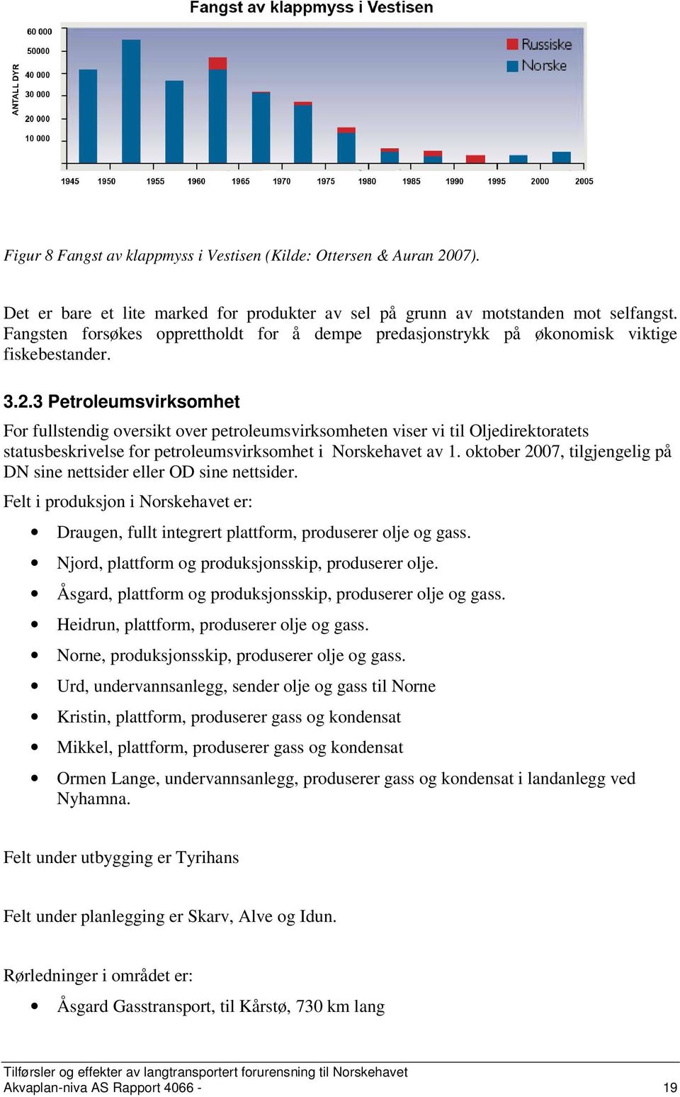 3 Petroleumsvirksomhet For fullstendig oversikt over petroleumsvirksomheten viser vi til Oljedirektoratets statusbeskrivelse for petroleumsvirksomhet i Norskehavet av 1.