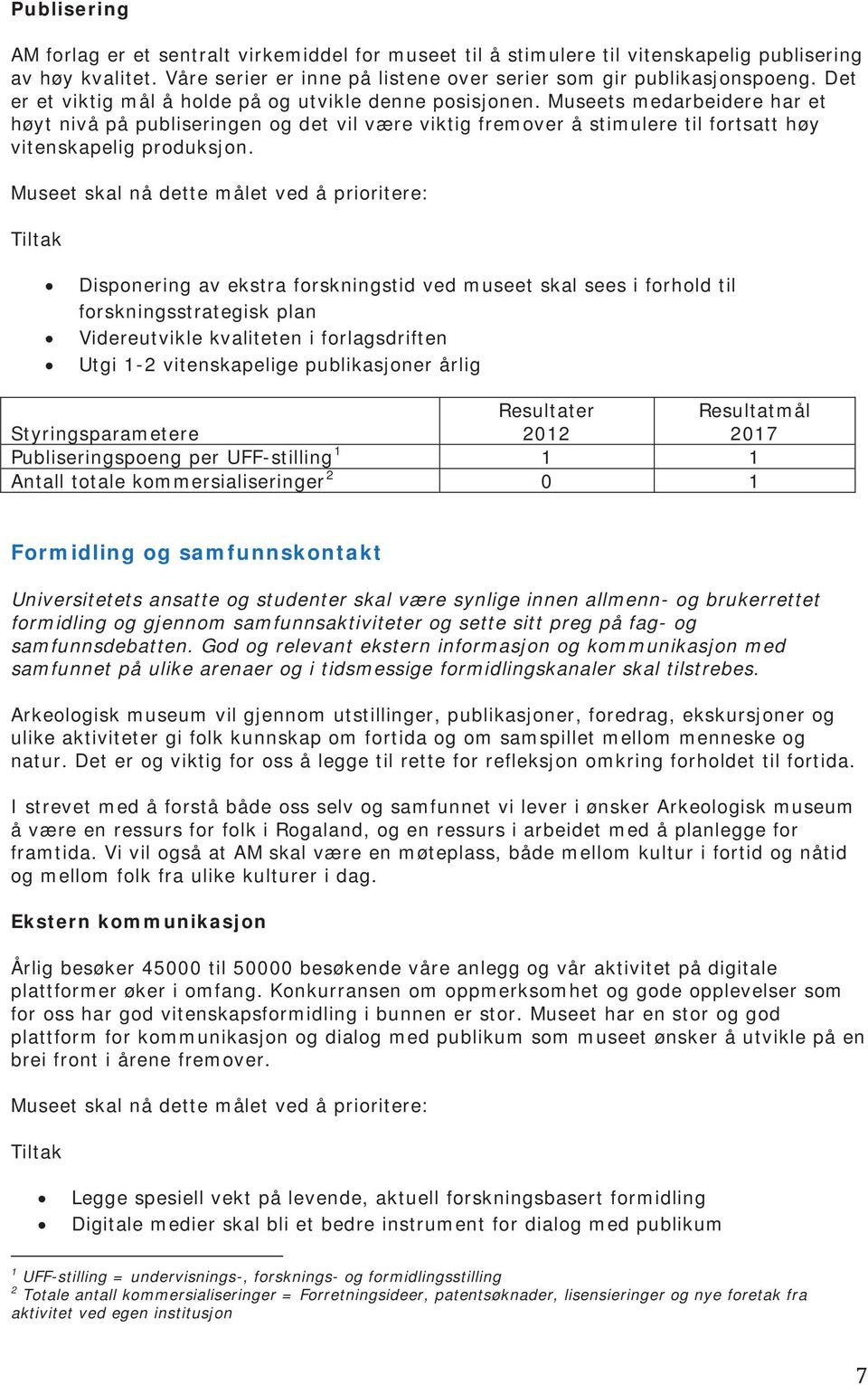 Museets medarbeidere har et høyt nivå på publiseringen og det vil være viktig fremover å stimulere til fortsatt høy vitenskapelig produksjon.