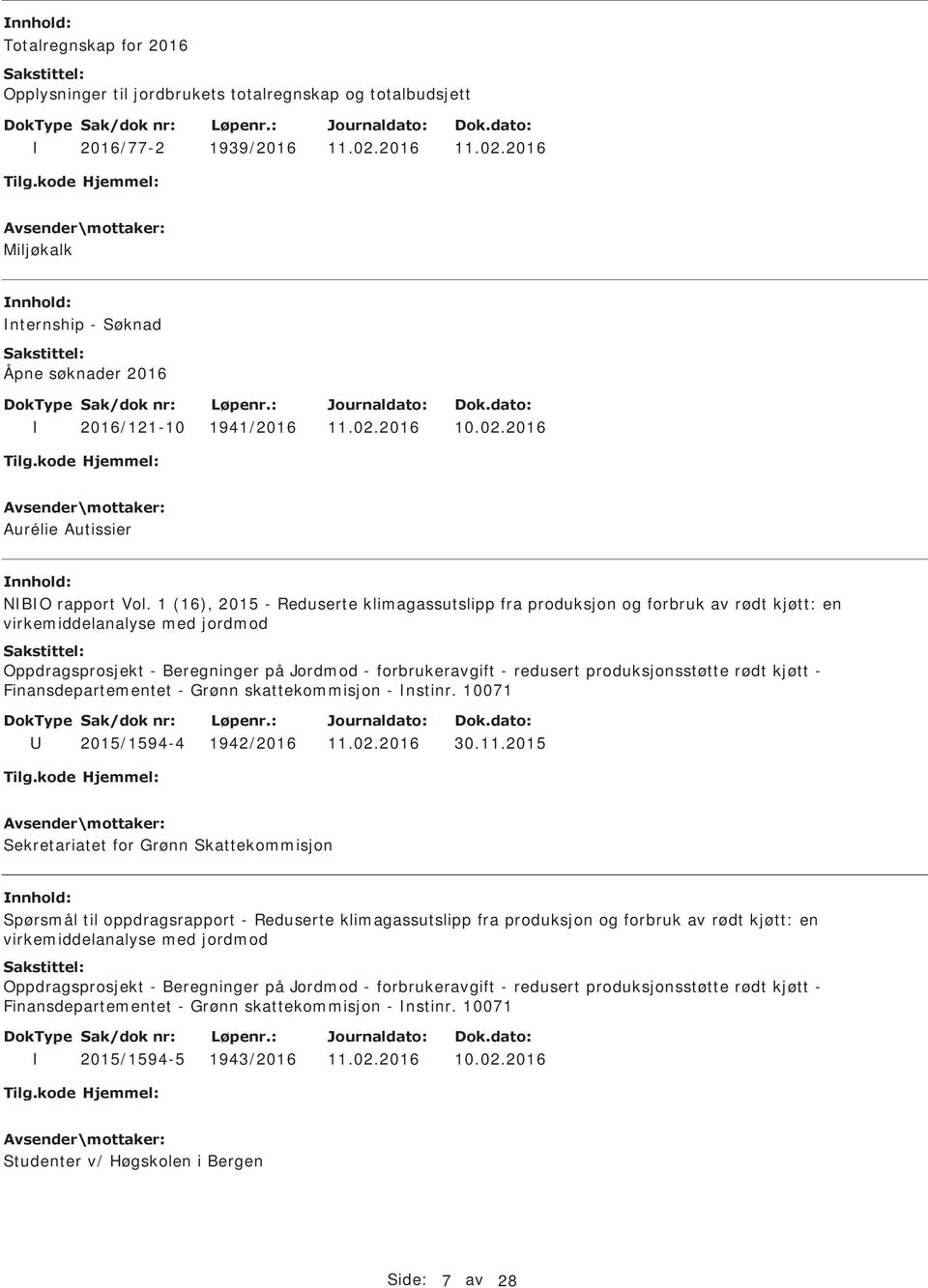 1 (16), 2015 - Reduserte klimagassutslipp fra produksjon og forbruk av rødt kjøtt: en virkemiddelanalyse med jordmod Oppdragsprosjekt - Beregninger på Jordmod - forbrukeravgift - redusert