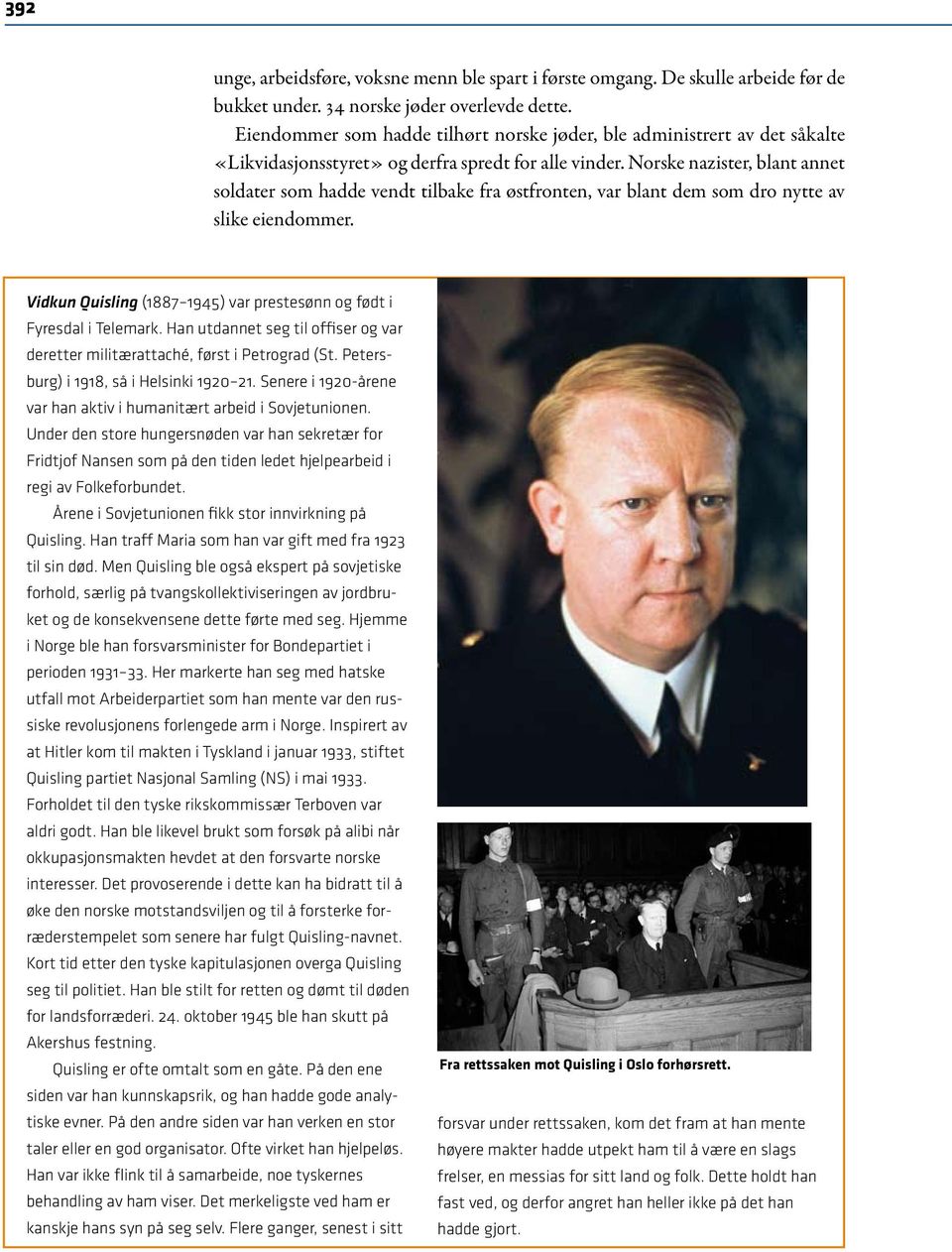 Norske nazister, blant annet soldater som hadde vendt tilbake fra østfronten, var blant dem som dro nytte av slike eiendommer. Vidkun Quisling (1887 1945) var prestesønn og født i Fyresdal i Telemark.