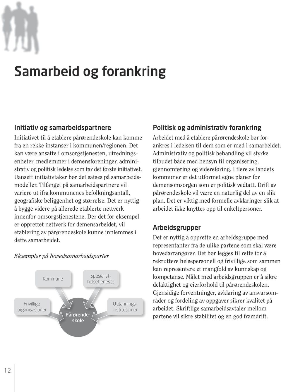 Uansett initiativtaker bør det satses på samarbeidsmodeller. Tilfanget på samarbeidspartnere vil variere ut ifra kommunenes befolkningsantall, geografiske beliggenhet og størrelse.