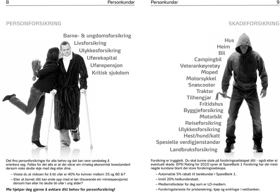 behov og det kan vere vanskeleg å orientera seg. Felles for dei alle er at dei sikrar ein rimeleg økonomisk levestandard dersom noko skulle skje med deg eller dine.