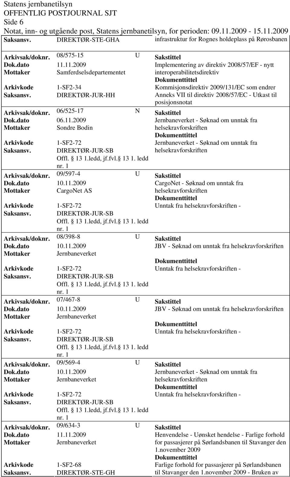 DIREKTØR-JUR-HH Anneks VII til direktiv 2008/57/EC - Utkast til posisjonsnotat Arkivsak/doknr. 06/525-17 N Sakstittel Arkivsak/doknr.