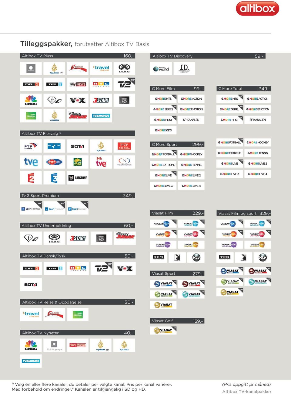 40,- Altibox TV Nyheter UK Velg én eller flere kanaler, du betaler per valgte kanal. Pris per kanal varierer. Med forbehold om endringer.