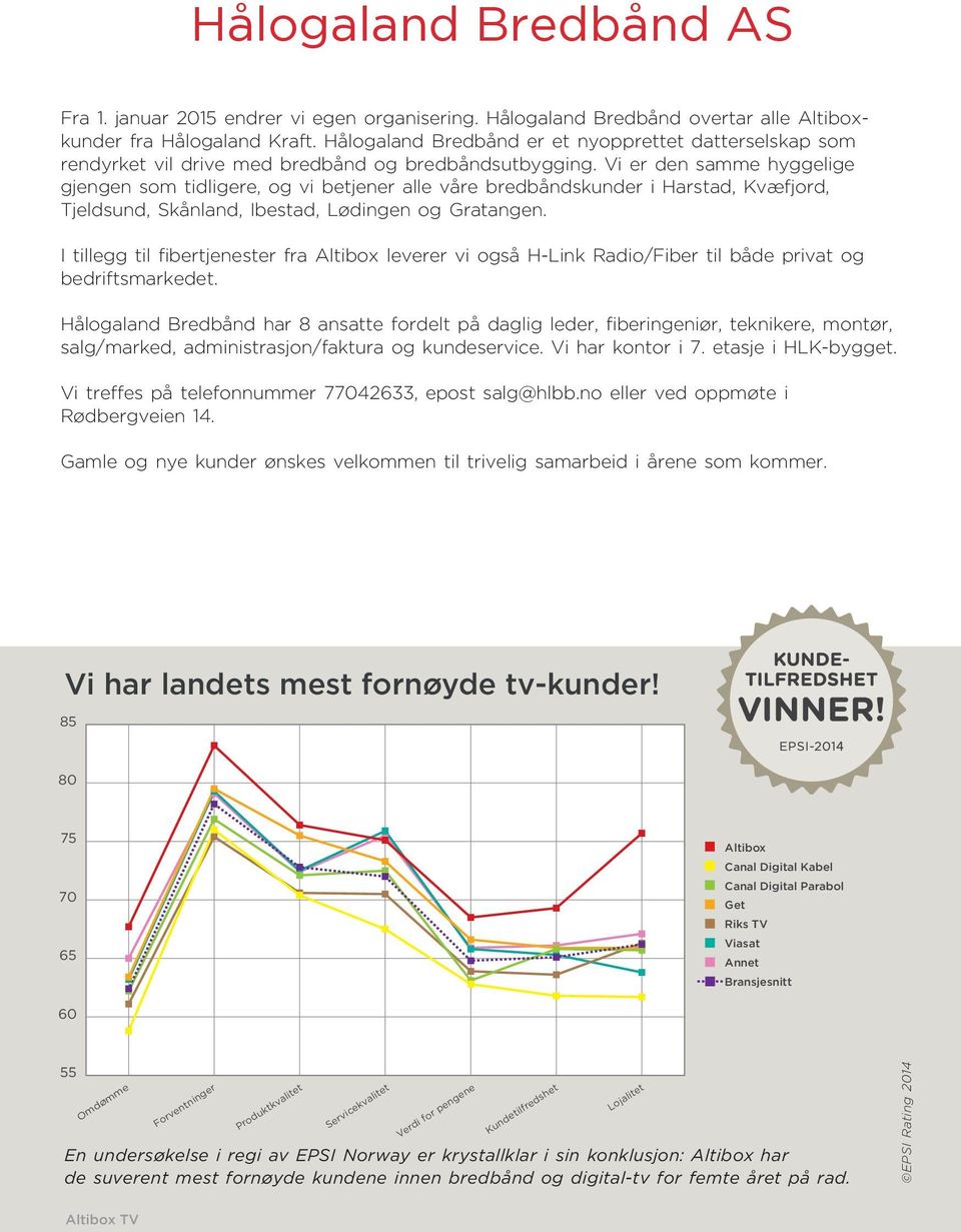 Vi er den samme hyggelige gjengen som tidligere, og vi betjener alle våre bredbåndskunder i Harstad, Kvæfjord, Tjeldsund, Skånland, Ibestad, Lødingen og Gratangen.