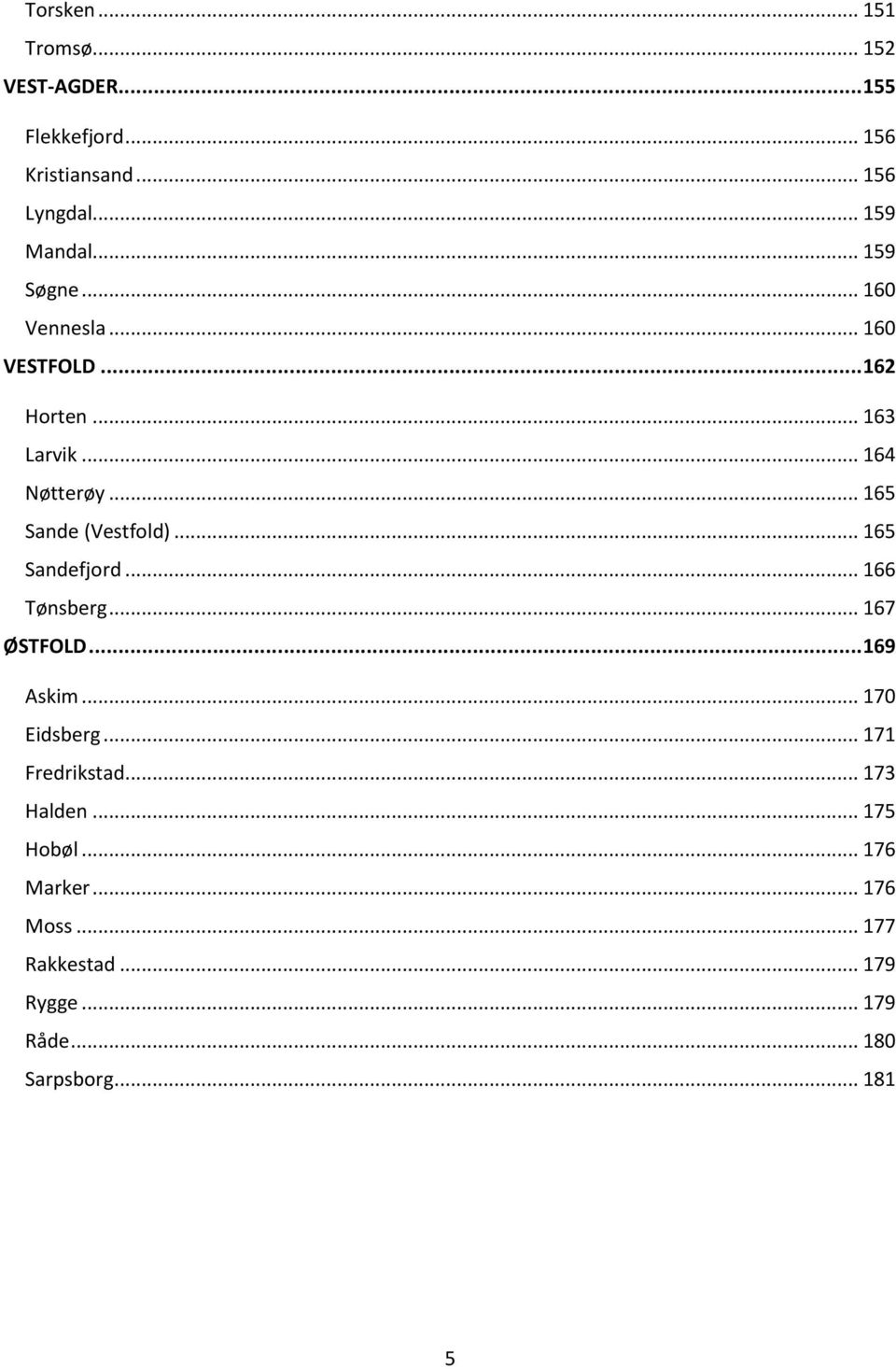 .. 165 Sande (Vestfold)... 165 Sandefjord... 166 Tønsberg... 167 ØSTFOLD... 169 Askim... 170 Eidsberg.