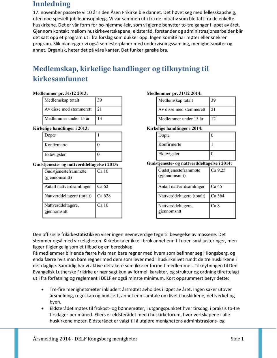 Gjennom kontakt mellom huskirkevertskapene, eldsteråd, forstander og administrasjonsarbeider blir det satt opp et program ut i fra forslag som dukker opp. Ingen komité har møter eller snekrer program.