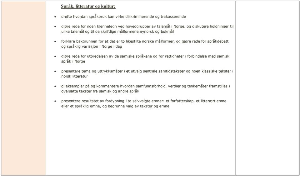 rede for utbredelsen av de samiske språkene og for rettigheter i forbindelse med samisk språk i Norge presentere tema og uttrykksmåter i et utvalg sentrale samtidstekster og noen klassiske tekster i