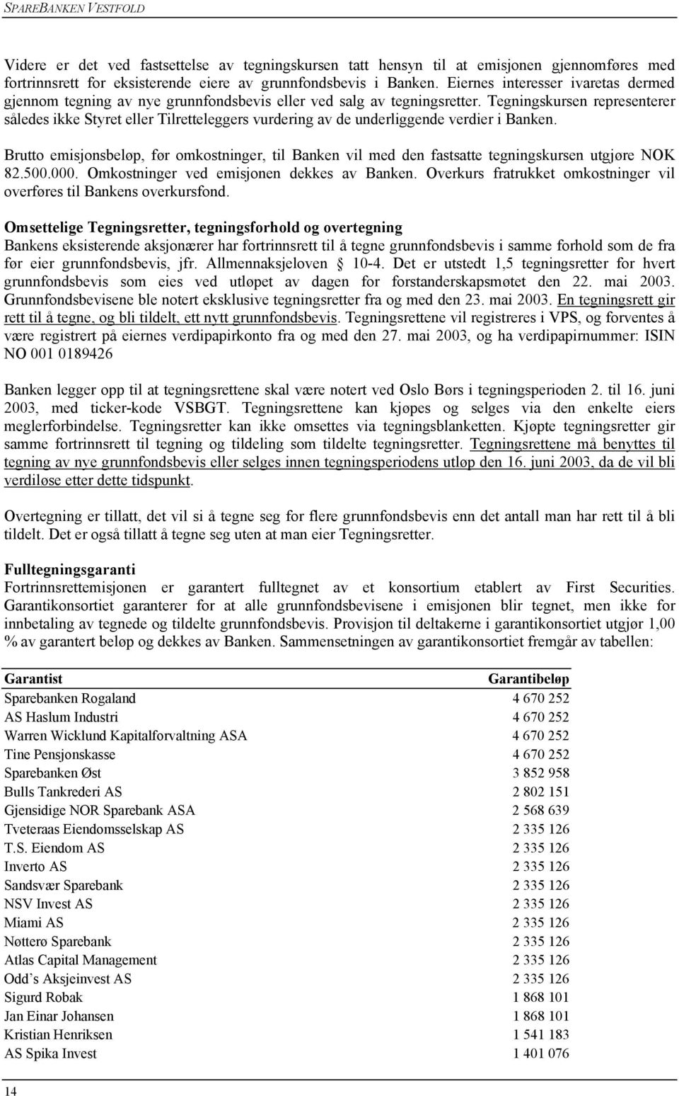 Tegningskursen representerer således ikke Styret eller Tilretteleggers vurdering av de underliggende verdier i Banken.