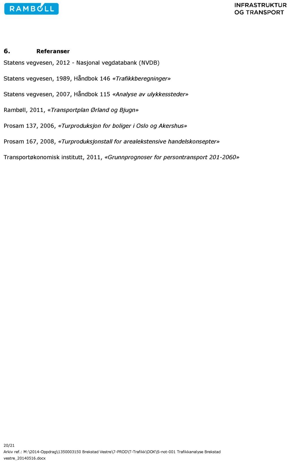 Ørland og Bjugn» Pr osam 137, 2006, «Turproduksjon for boliger i Oslo og Akershus» Prosam 167, 2008,