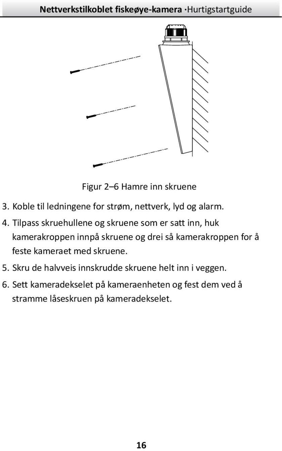 kamerakroppen for å feste kameraet med skruene. 5.