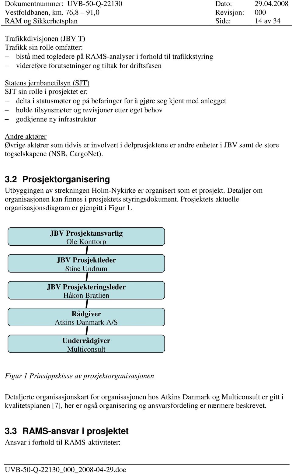 godkjenne ny infrastruktur Andre aktører Øvrige aktører som tidvis er involvert i delprosjektene er andre enheter i JBV samt de store togselskapene (NSB, CargoNet). 3.