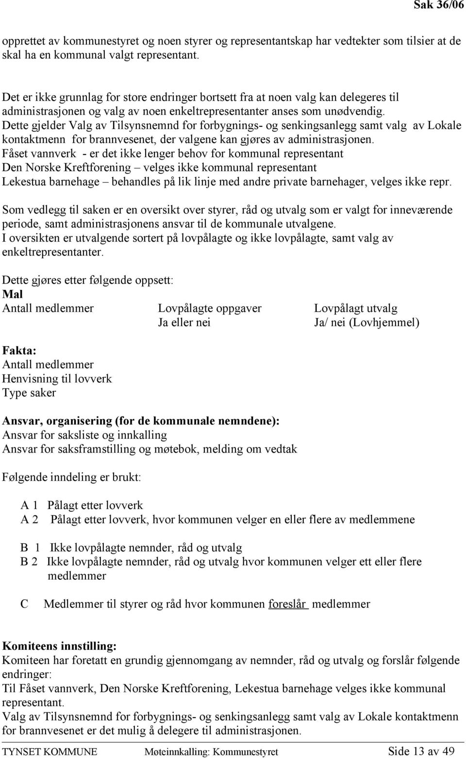 Dette gjelder Valg av Tilsynsnemnd for forbygnings- og senkingsanlegg samt valg av Lokale kontaktmenn for brannvesenet, der valgene kan gjøres av administrasjonen.