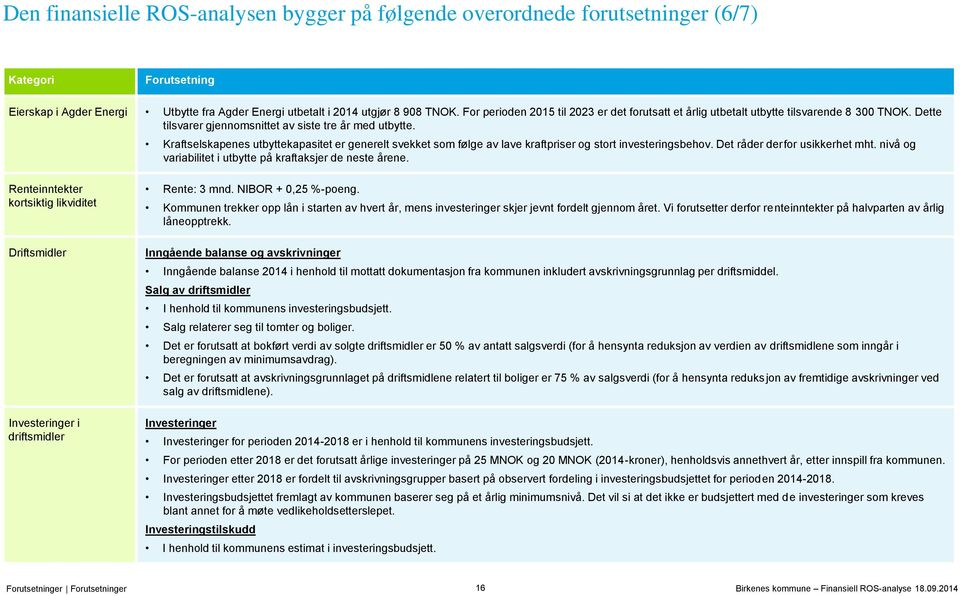 Kraftselskapenes utbyttekapasitet er generelt svekket som følge av lave kraftpriser og stort investeringsbehov. Det råder derfor usikkerhet mht.