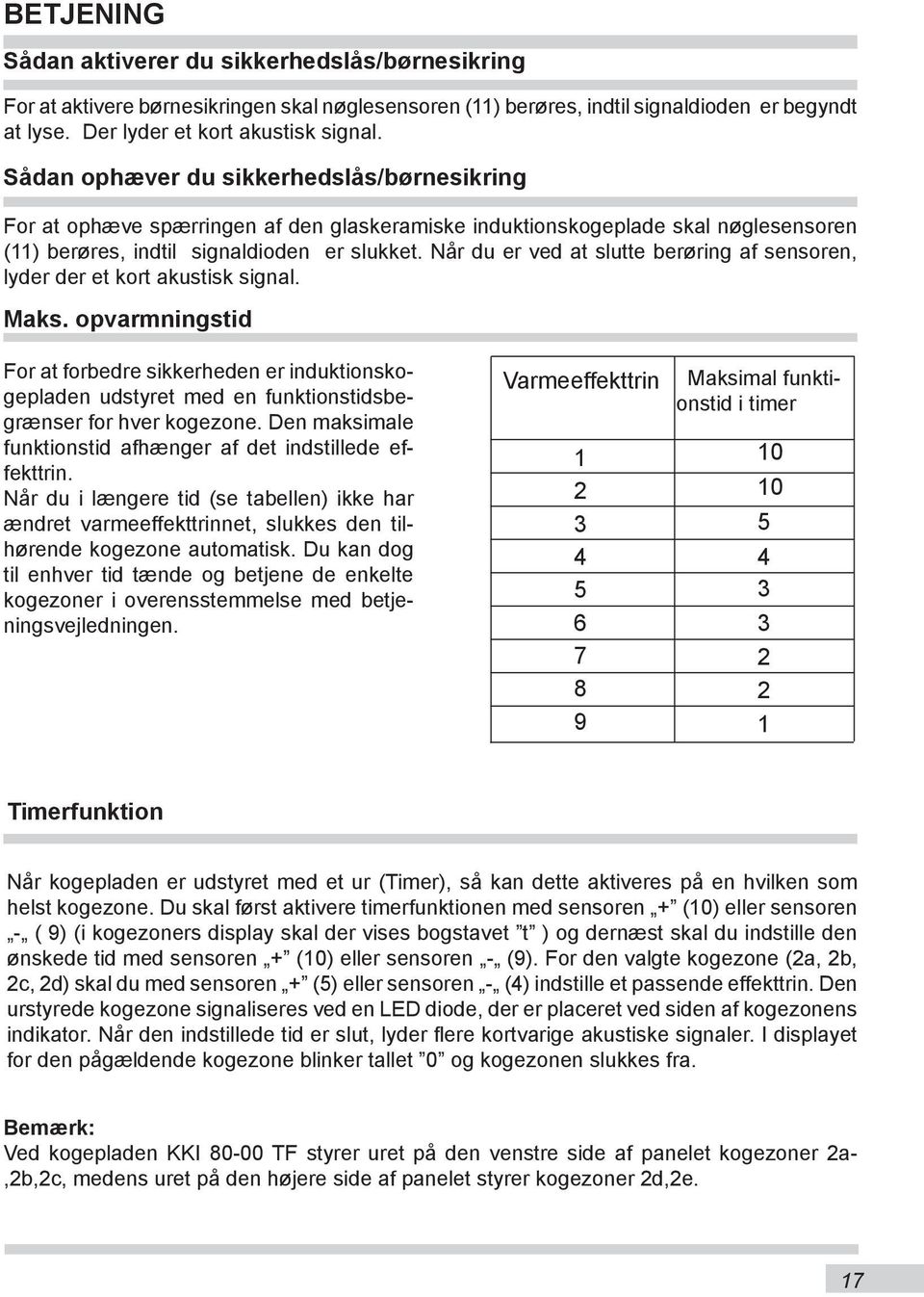 Når du er ved at slutte berøring af sensoren, lyder der et kort akustisk signal. Maks.