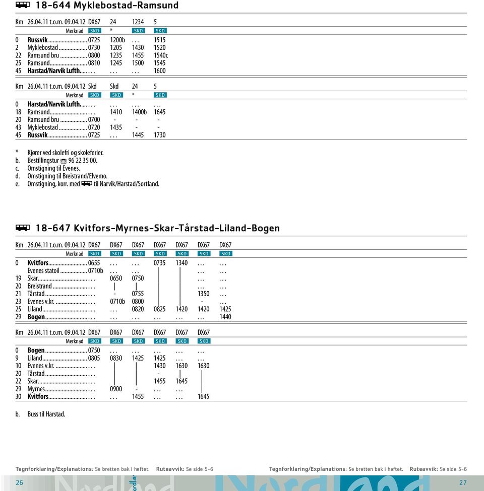 ..... 1410 1400b 1645 20 Ramsund bru... 0700 - - - 43 Myklebostad... 0720 1435 - - 45 Russvik... 0725... 1445 1730 * Kjører ved skolefri og skoleferier. b. Bestillingstur Î 96 22 35 00. c.