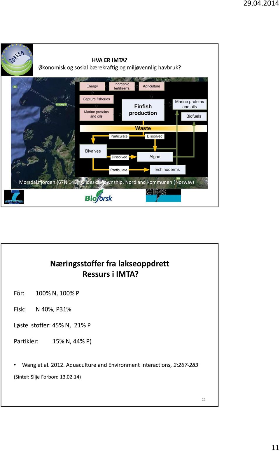 Fisk: N 40%, P31% Næringsstoffer fra lakseoppdrett Ressurs i IMTA?