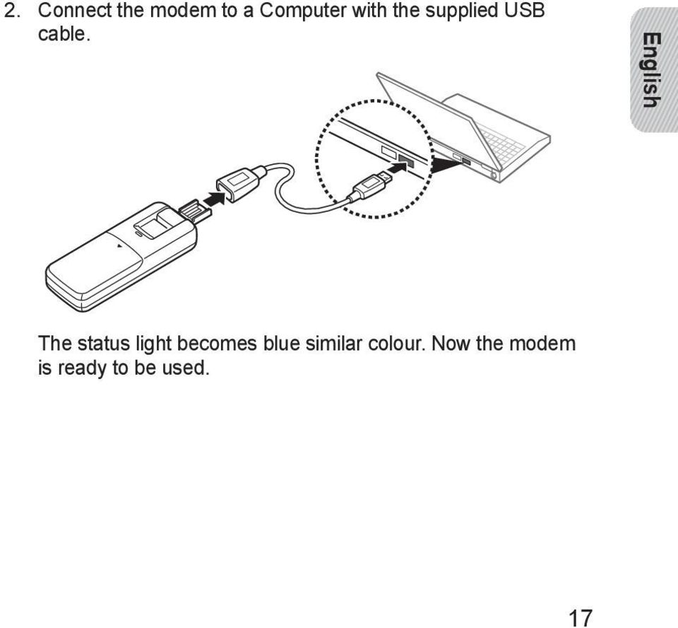 English The status light becomes blue