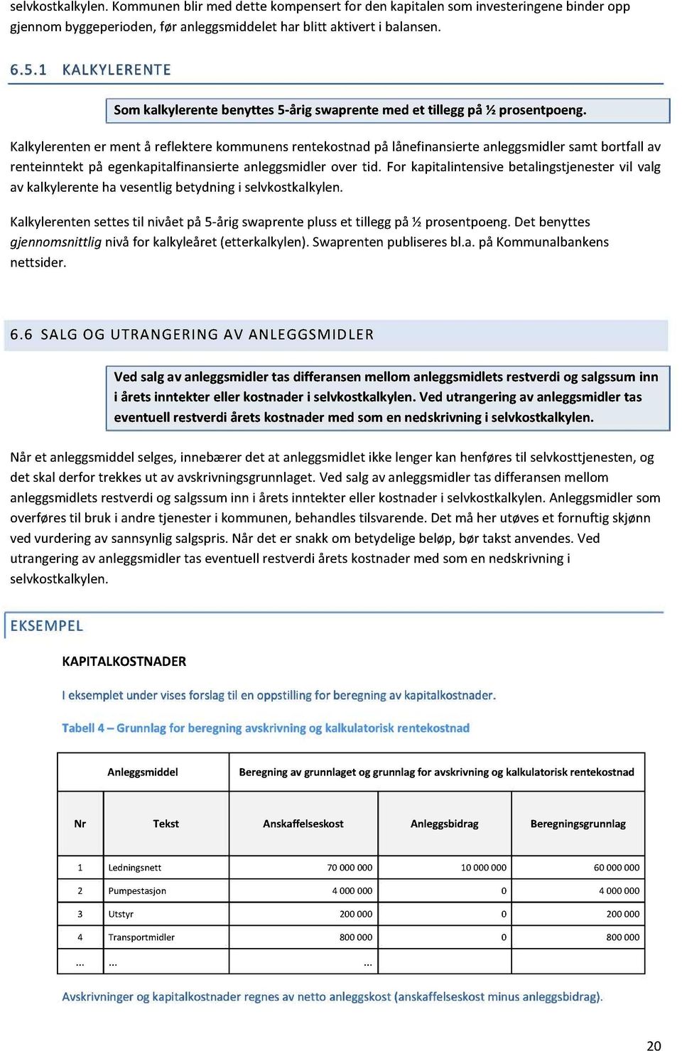 Kalkylerentener ment å reflekterekommunensrentekostnadpå lånefinansierteanleggsmidlersamtbortfall av renteinntekt på egenkapitalfinansierteanleggsmidlerover tid.