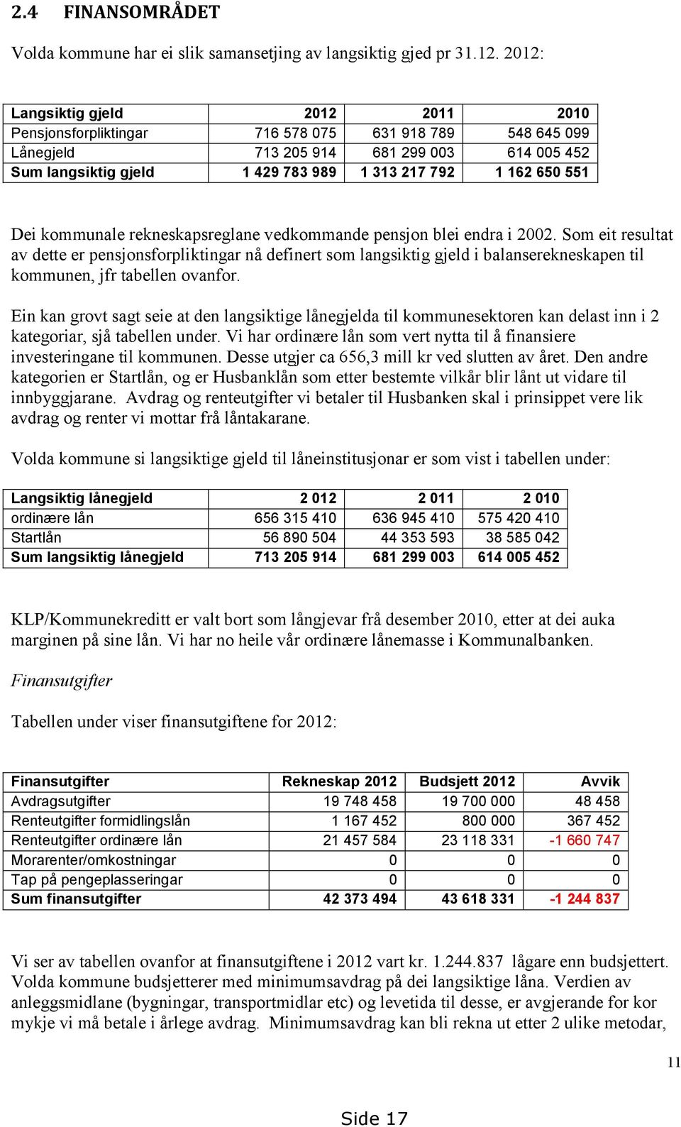 650 551 Dei kommunale rekneskapsreglane vedkommande pensjon blei endra i 2002.