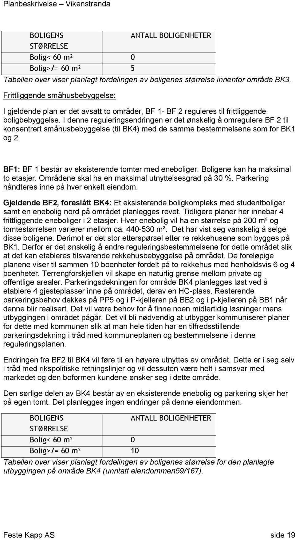 I denne reguleringsendringen er det ønskelig å mregulere BF 2 til knsentrert småhusbebyggelse (til BK4) med de samme bestemmelsene sm fr BK1 g 2. BF1: BF 1 består av eksisterende tmter med enebliger.