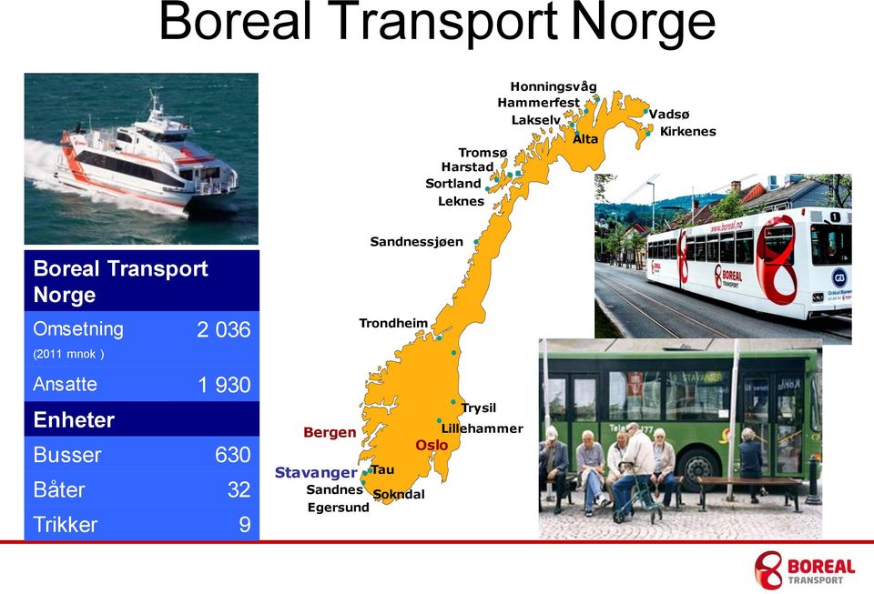 ) Ansatte Enheter Busser Båter Trikker 2 036 1 930 630 32 9 Sandnessjøen