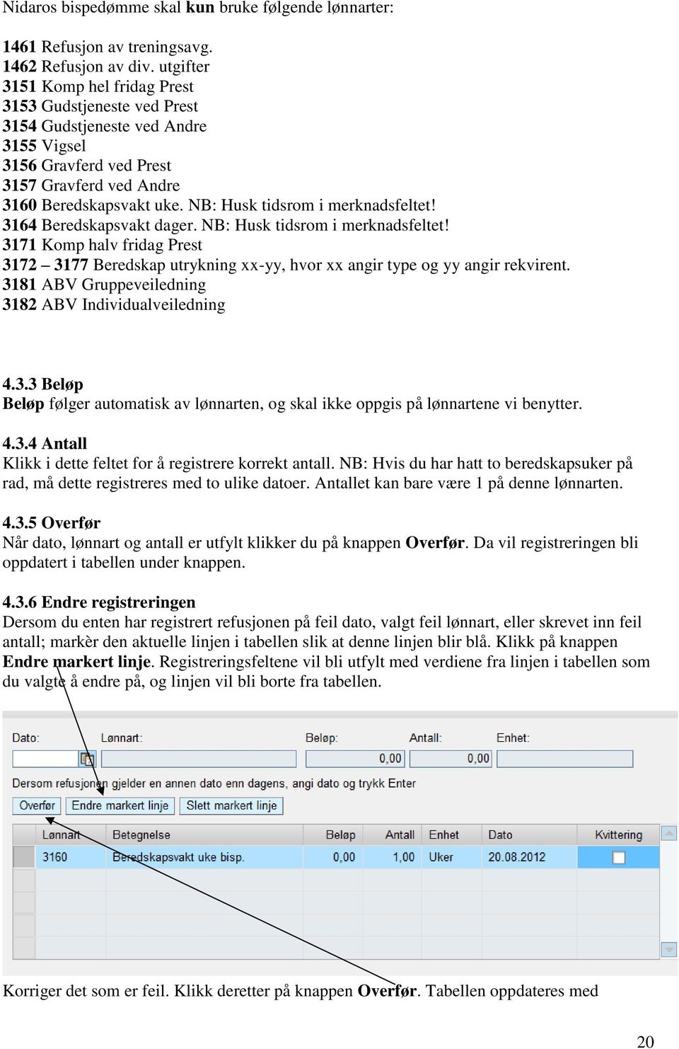 NB: Husk tidsrom i merknadsfeltet! 3164 Beredskapsvakt dager. NB: Husk tidsrom i merknadsfeltet!