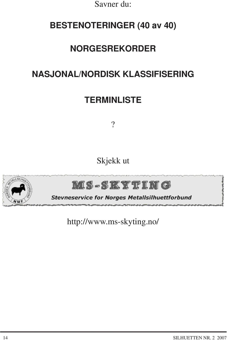 KLASSIFISERING TERMINLISTE?